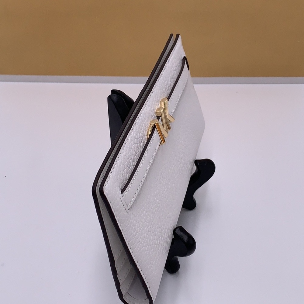 Michael Kors Reed Large Bifold Pebbled Leather Snap Wallet Card Case Optic White - Picture 8 of 11